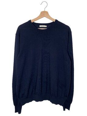 Suitsupply Lightweight Navy Blue Merino Wool Long Sleeve Sweater men's size XL